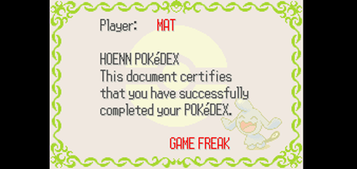 After 90 hours total in game, I have finally completed the Hoenn Pokédex! :  r/PokemonEmerald