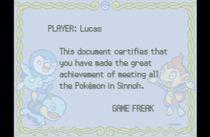 Pokemon Platinum Complete Sinnoh Pokedex 